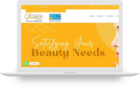 Glamor Zone website designed by Perfect Digital Solution