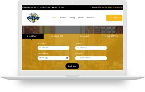 Agarwal Cabs website designed by Perfect Digital Solution