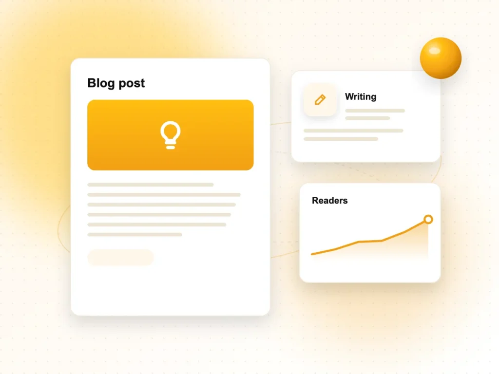 Illustration of a blog post being written with a readers chart
