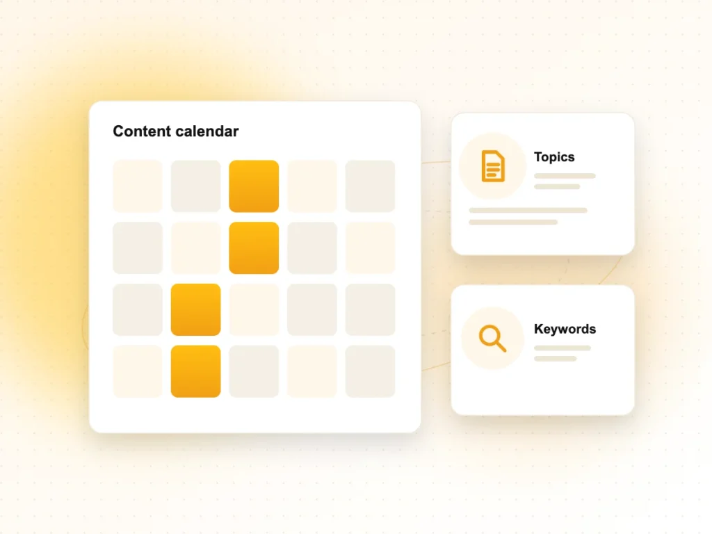 Illustration of a content calendar with topics and keywords