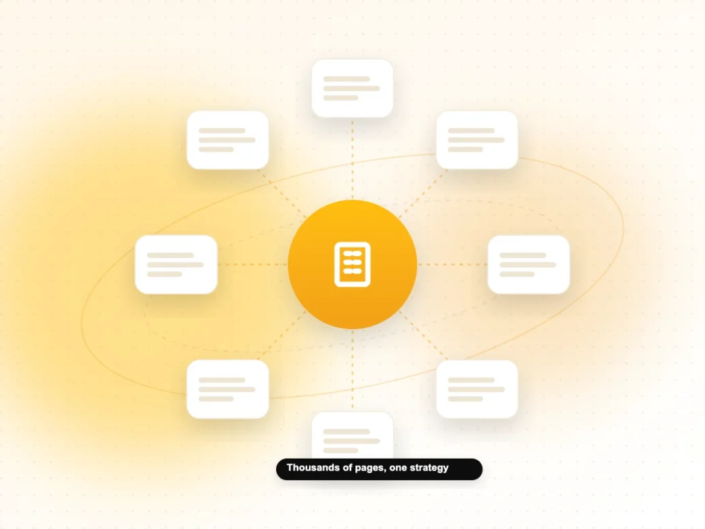 Enterprise SEO Services Illustration of a large website with many connected pages managed by one SEO strategy