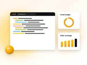 Illustration of crawl budget and index coverage reports for a large website