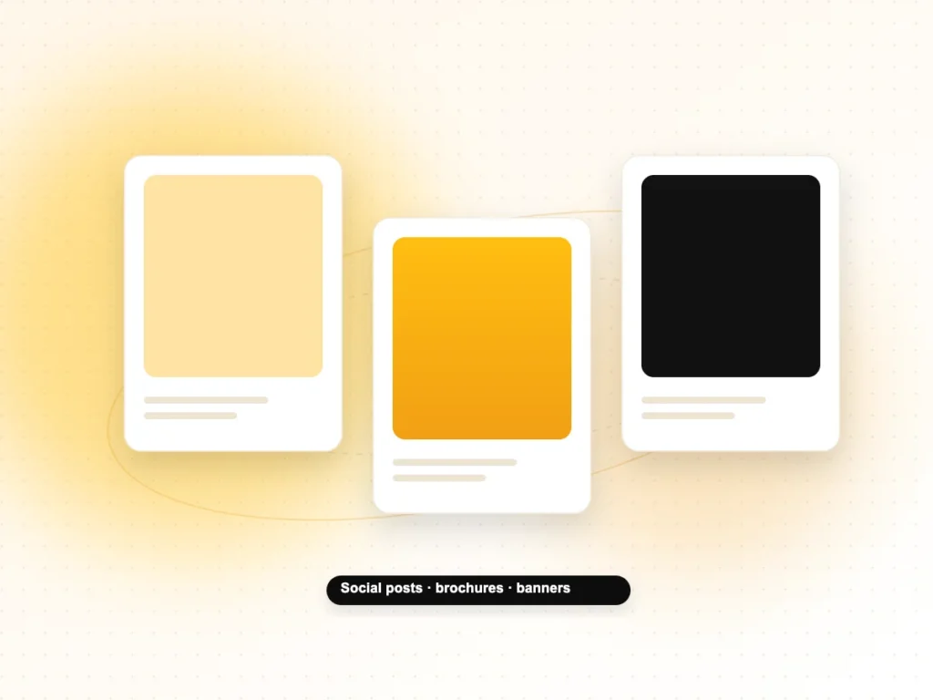 Illustration of social media posts, brochures and banners