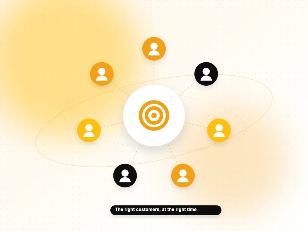 Perfect Digital Solution Illustration of a target surrounded by customer profiles, showing reaching the right audience