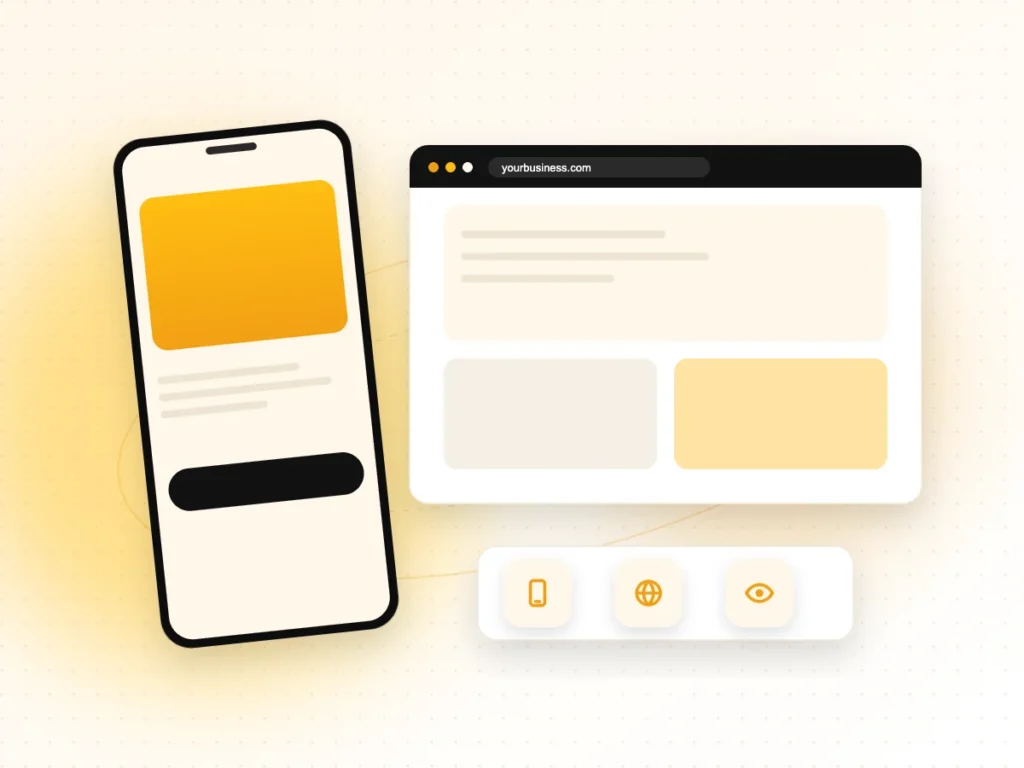 Website Design Services Illustration of a responsive website design on phone and desktop